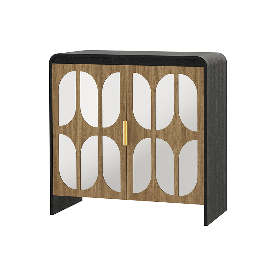 Lattice Mirrored 2-Door Cabinet